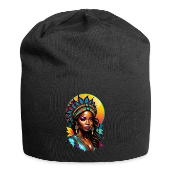 Afro Frau - Schönheit - Jersey-Beanie - Schwarz - Vorne