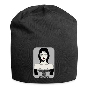 Schönheit mit Biss: Freundlichkeit macht attraktiv - Jersey-Beanie - Schwarz - Vorne