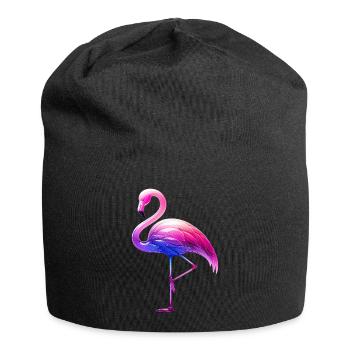 Rosa Flamingo - Jersey-Beanie - Schwarz - Vorne