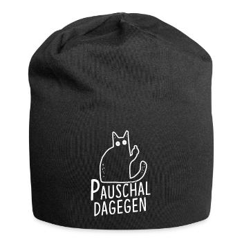 Pauschal Dagegen Katze - Jersey-Beanie - Schwarz - Vorne