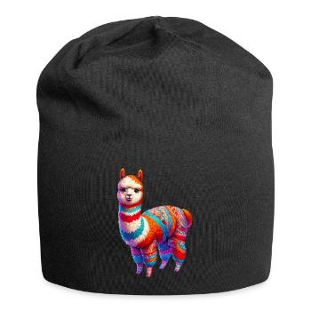 Alpaka - Jersey-Beanie - Schwarz - Vorne