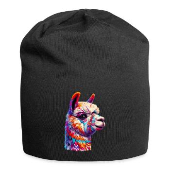 Alpaka - Jersey-Beanie - Schwarz - Vorne
