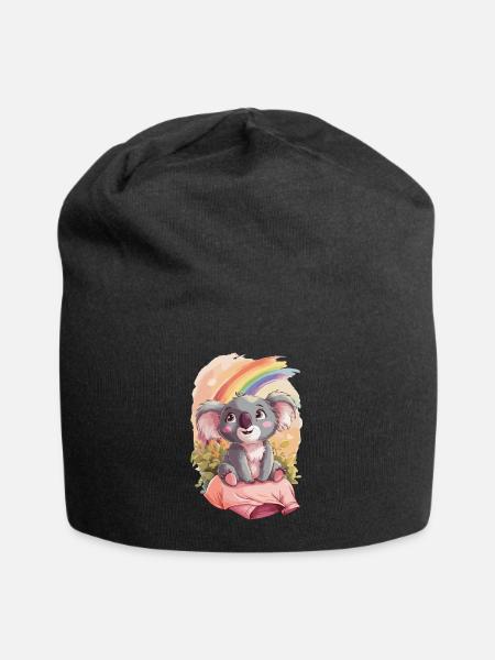 Regenbogen Koala - Jersey-Beanie - Schwarz