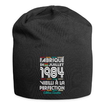 40-jähriges Jubiläum - Hergestellt im Juli 1984 - Jersey-Beanie - Schwarz - Vorne