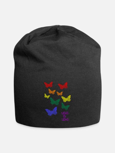 Regenbogen Rainbow LGBTQ CSD - Jersey-Beanie - Schwarz