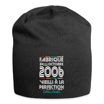 18. Geburtstag - Hergestellt im Oktober 2006 - Jersey-Beanie - Schwarz - Vorne