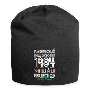 40-jähriges Jubiläum - Hergestellt im Oktober 1984 - Jersey-Beanie - Schwarz - Vorne