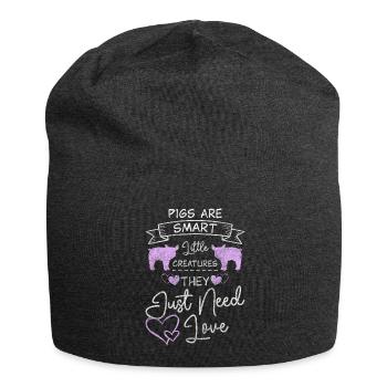 Teacup Minipig Piglet Pig - Jersey Beanie - charcoal grey - Front