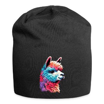 Alpaka - Jersey-Beanie - Schwarz - Vorne