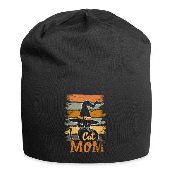Chat d’Halloween disant chat maman - Bonnet en jersey - noir - Devant