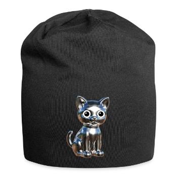 Metallic Chrom Elegance - Jersey-Beanie - Schwarz - Vorne