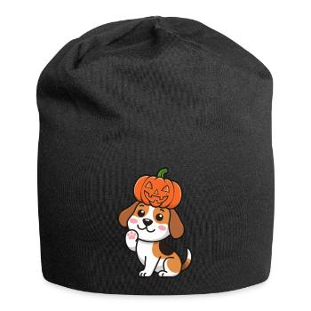 Süßer Halloween-Kürbis Beagle Cartoon Hund - Jersey-Beanie - Schwarz - Vorne