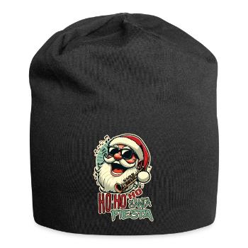 Cooler lustiger Weihnachtsmann mit Sonnenbrille (Ho-ho-ho) - Jersey-Beanie - Schwarz - Vorne