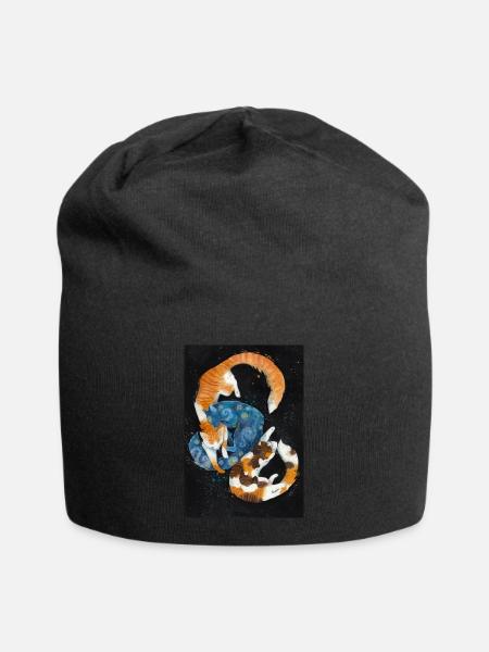 Starry Night Cats - Jersey Beanie - black