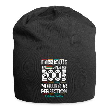 Anniversaire 20 ans - Fabriquée en Mars 2005 - Bonnet en jersey - noir - Devant