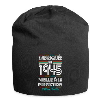 80. Jubiläum - Hergestellt im Jahr 1945 - Jersey-Beanie - Schwarz - Vorne