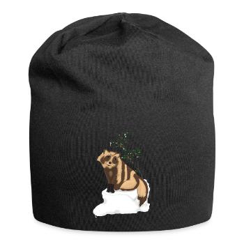 Tanuki under the mistletoe - Jersey Beanie - black - Front