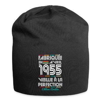 Anniversaire 70 ans - Fabriquée en Avril 1955 - Bonnet en jersey - noir - Devant