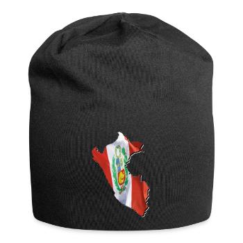 Peru Flagge in der Peru Landkarte - Jersey-Beanie - Schwarz - Vorne