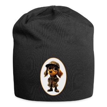 Detektiv Hund - Jersey-Beanie - Schwarz - Vorne