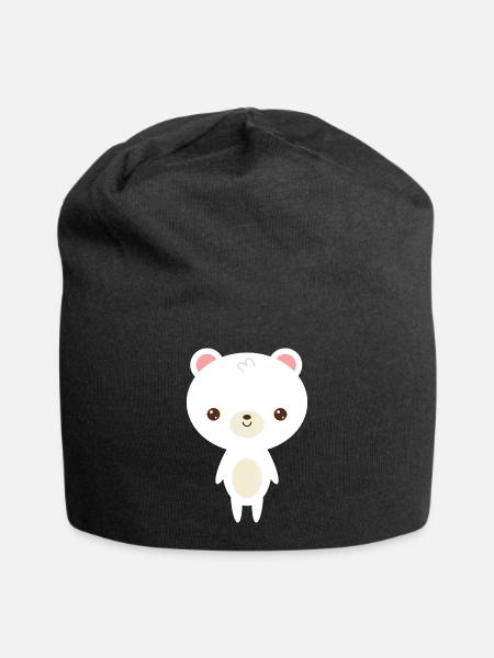 cute polar bear - Jersey Beanie - black