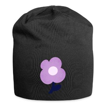 Fleur violette - Bonnet en jersey - noir - Devant