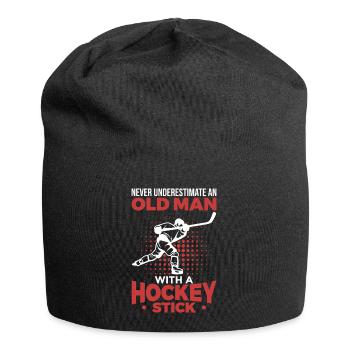 Old Man With A Hockey Stick - Jersey Beanie - black - Front