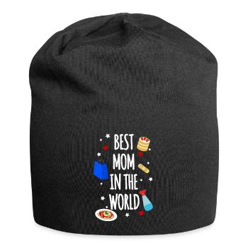 Beste Mama - Jersey-Beanie - Schwarz - Vorne