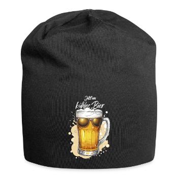 Bière avec lunettes de soleil, bière fraîche, fête de la bière - Bonnet en jersey - noir - Devant