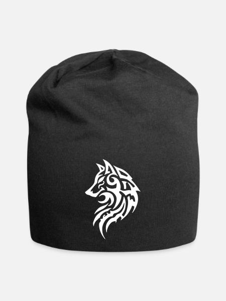 Wolf Tribal Tattoo - Jersey-Beanie - Schwarz