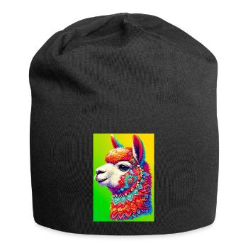 Alpaka - Jersey-Beanie - Schwarz - Vorne