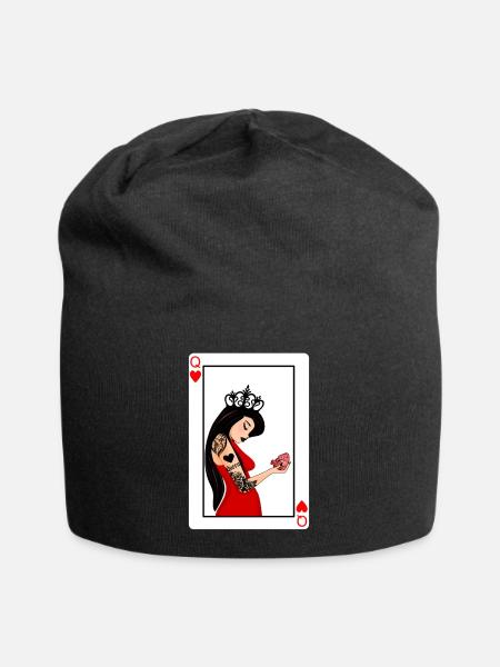 Punk Lady of Hearts Card - Jersey Beanie - black