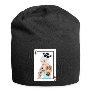 Carte Dame de Carreau punk - Bonnet en jersey - noir - Devant