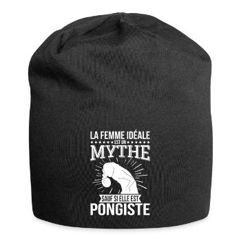 Die ideale Frau, ein Mythos, es sei denn, sie ist Tischtennisspielerin - Jersey-Beanie - Schwarz - Vorne