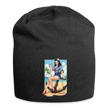 Beach sailor pinup - Jersey Beanie - black - Front