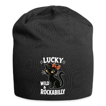 Rockabilly Black Cat Happy Wild Gift - Bonnet en jersey - noir - Devant
