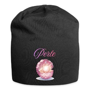Perle im Rosenmuschel - Jersey-Beanie - Schwarz - Vorne
