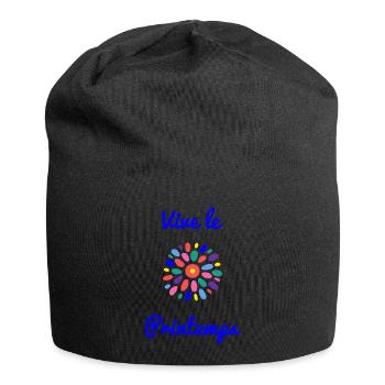 FRÜHLING. CHERRY. GARDEN. NATUR. FLOWER. FLOWER. - Jersey-Beanie - Schwarz - Vorne