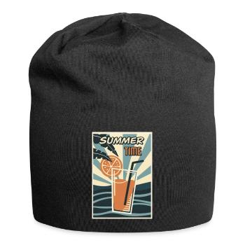 Boisson Orange d’été rétro - Bonnet en jersey - noir - Devant
