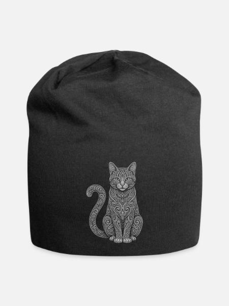 Hauskatze - Jersey-Beanie - Schwarz