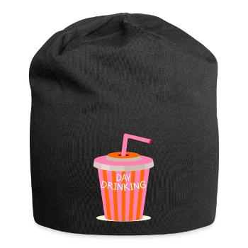 Tagestrinken - Jersey-Beanie - Schwarz - Vorne
