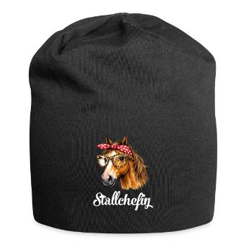 Stallchefin Pferd Stall lustig - Jersey-Beanie - Schwarz - Vorne