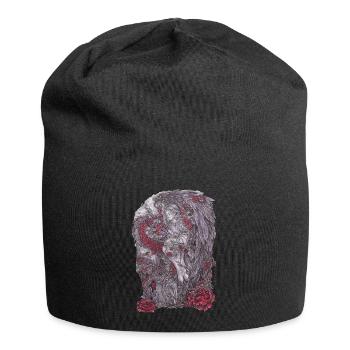 Rosendrache Engel Statue mit Rosen Fanatsy Goth - Jersey-Beanie - Schwarz - Vorne