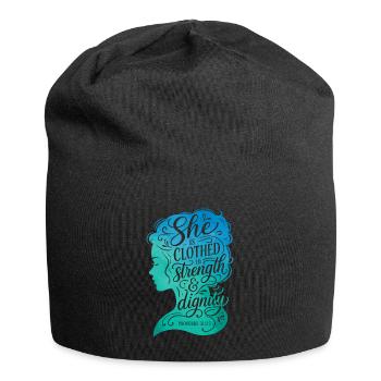 Elle est vêtue de force et de dignité - Bonnet en jersey - noir - Devant