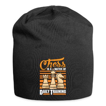 Schach Schachspieler Schachbrett - Jersey-Beanie - Schwarz - Vorne