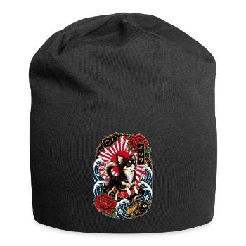 Chihuahua im japanischen Tattoo Style - Jersey-Beanie - Schwarz - Vorne