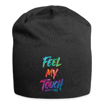 Feel My Touch Colorful Text Painting Print - Jersey Beanie - black - Front