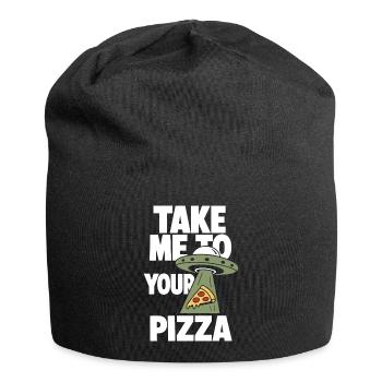 Emmène-moi à ta pizza OVNI - Bonnet en jersey - noir - Devant