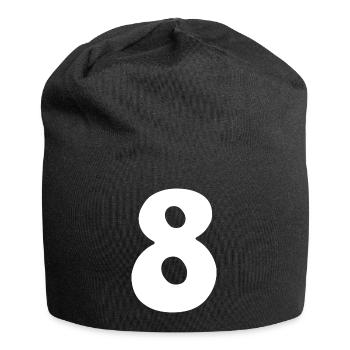 Acht: Minimalistische Ziffer 8 | Achter - Jersey-Beanie - Schwarz - Vorne