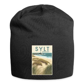 Sylt Germany | Vintage Beach Travel Poster - Jersey-Beanie - Schwarz - Vorne